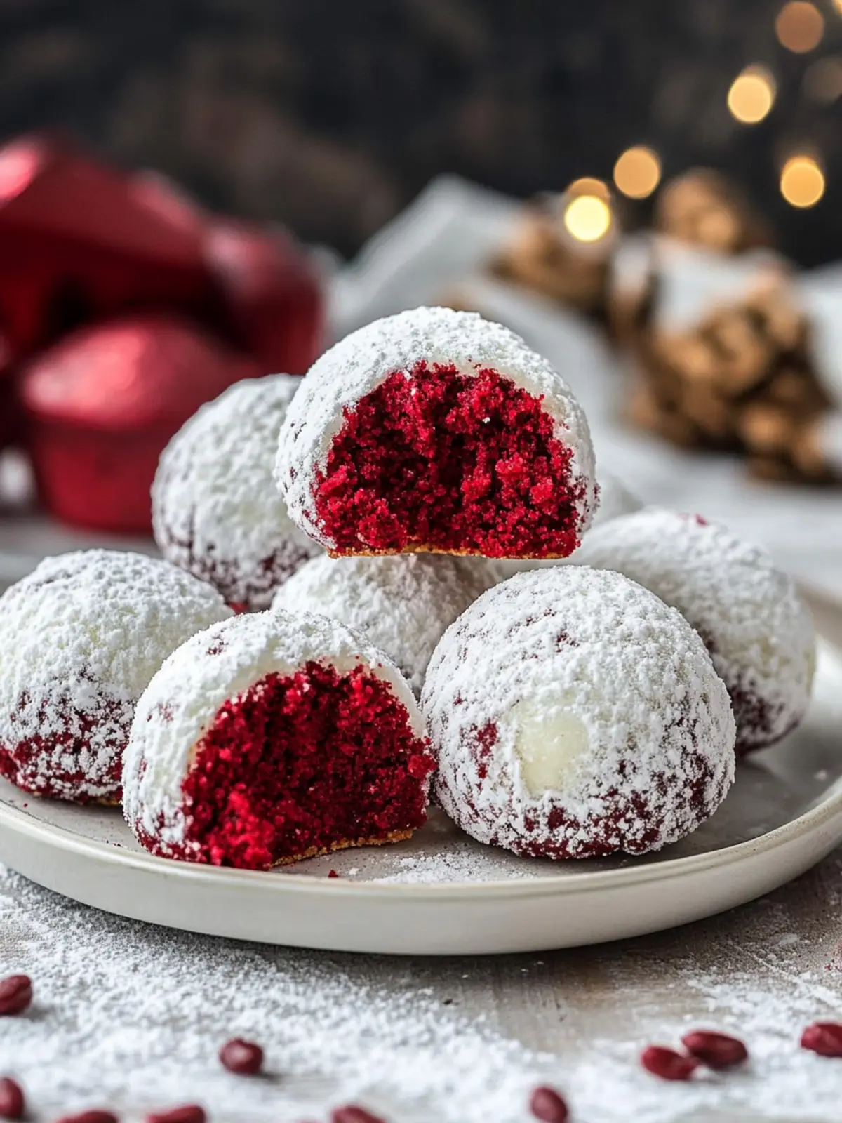 Red Velvet Snowball Cookies: Soft, Sweet Holiday Bliss 2 Red Velvet Snowball Cookies
