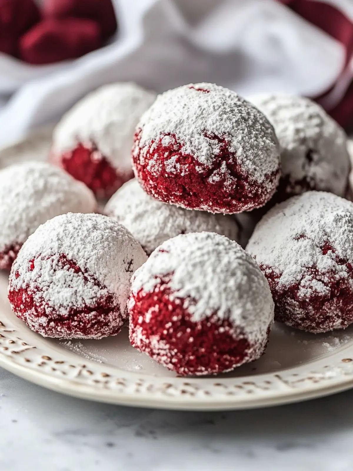 Red Velvet Snowball Cookies: Soft, Sweet Holiday Bliss 4 Red Velvet Snowball Cookies