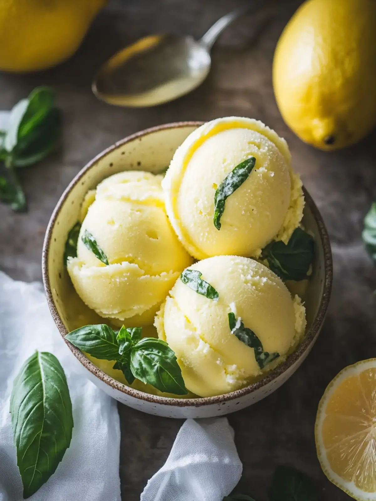 Lemon Basil Sorbet: Refreshingly Easy Summer Delight 2 Lemon Basil Sorbet