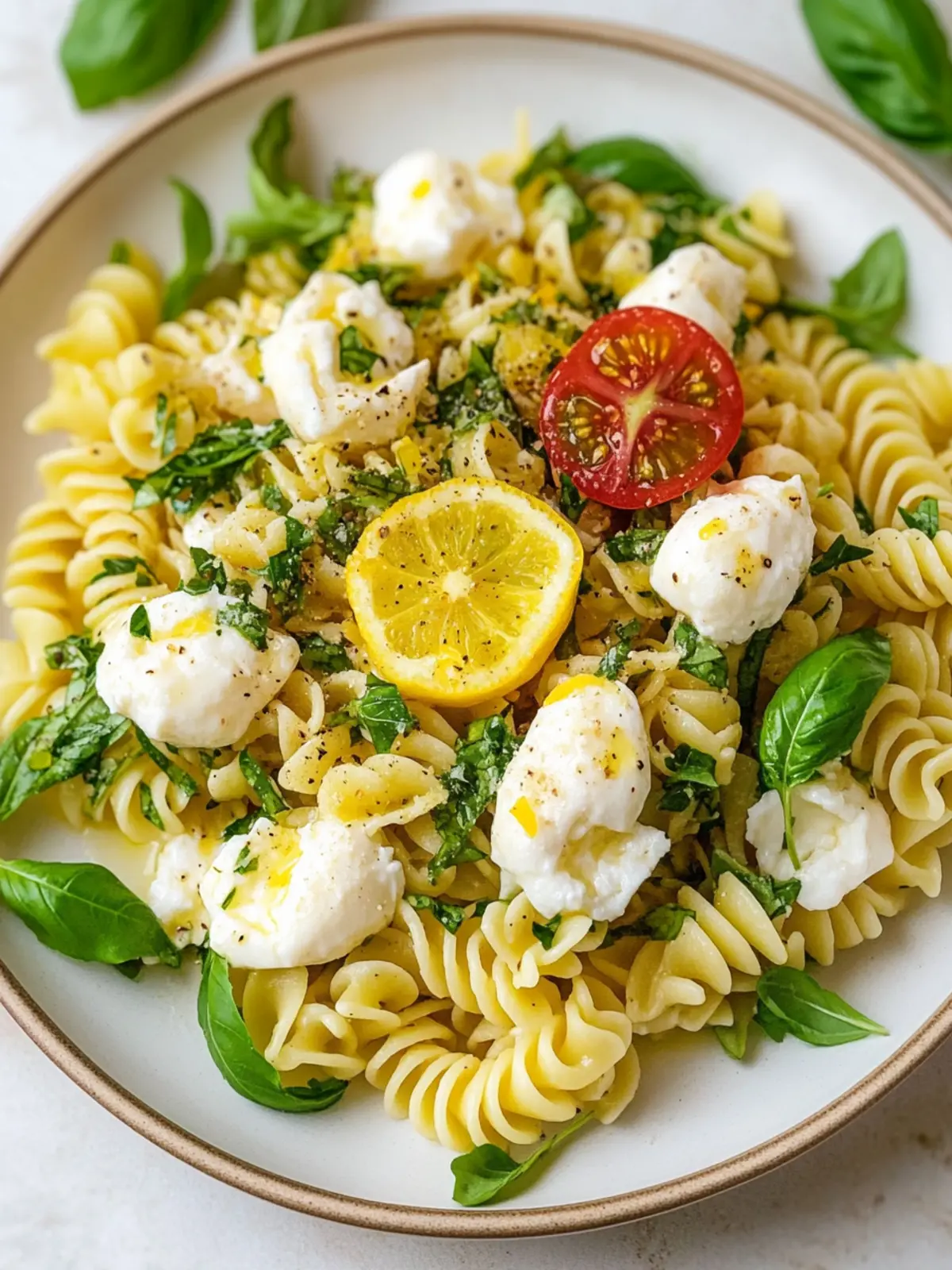 Lemon Burrata Pasta Salad