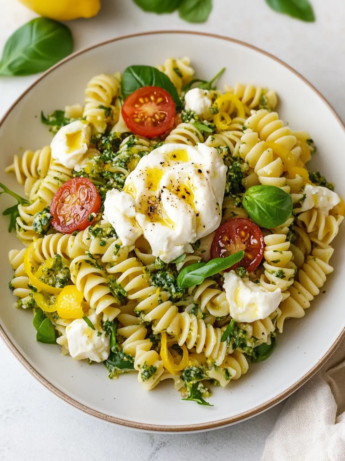 Lemon Burrata Pasta Salad
