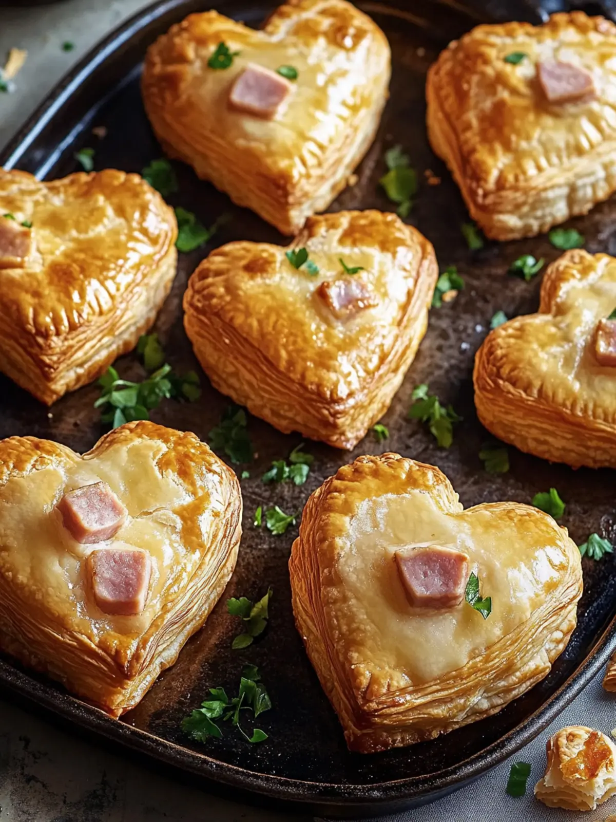 Ham and Cheese Puff Pastry Hearts for a Gourmet Snack Delight 3 Ham and Cheese Puff Pastry Hearts