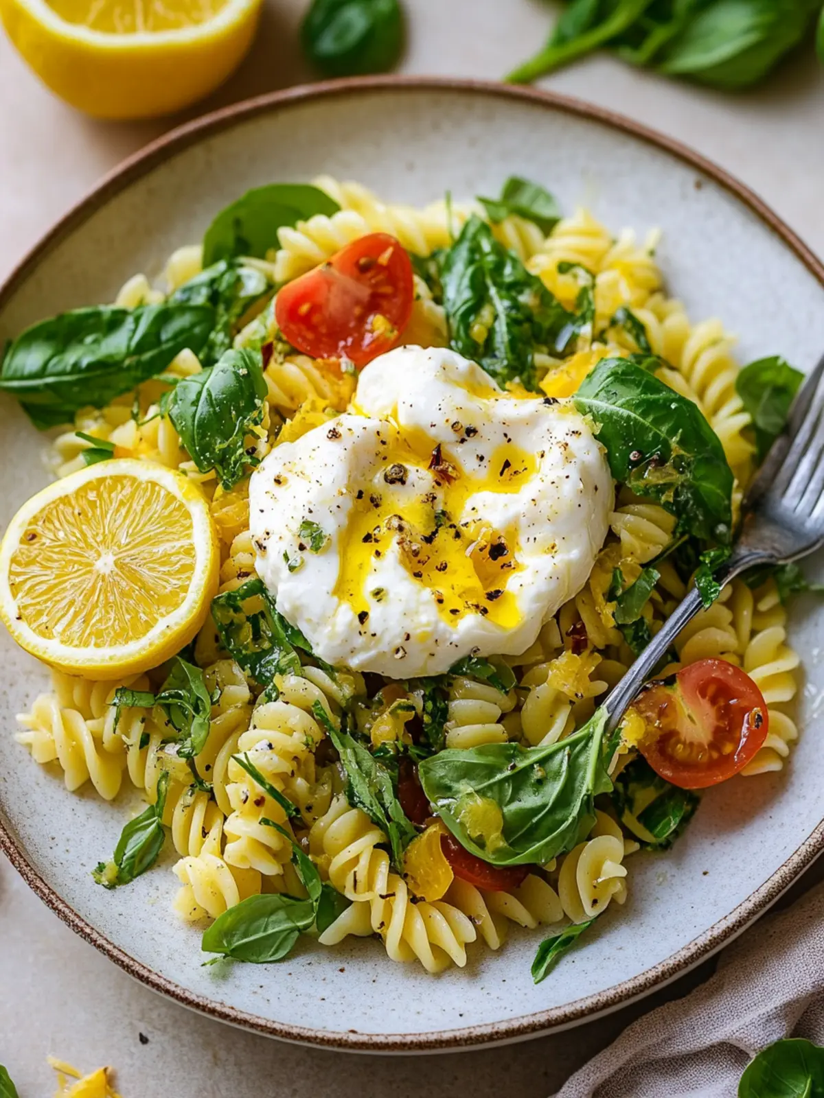 Lemon Burrata Pasta Salad