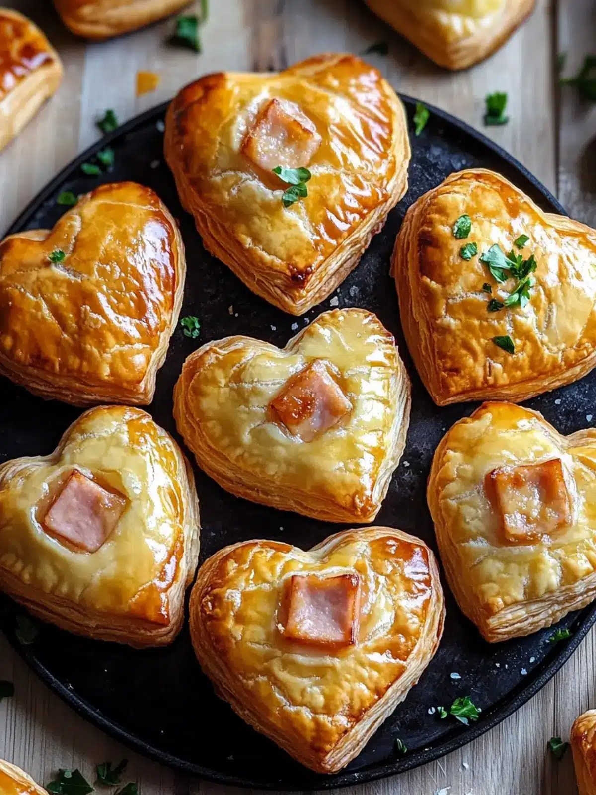Ham and Cheese Puff Pastry Hearts for a Gourmet Snack Delight 2 Ham and Cheese Puff Pastry Hearts