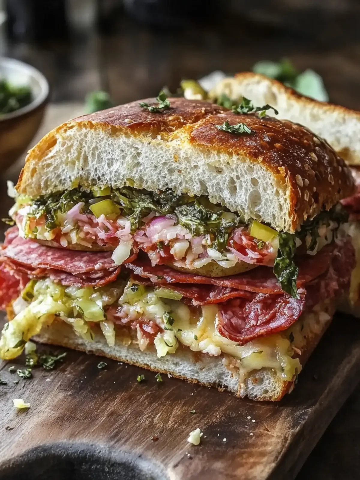Delicious New Orleans Muffuletta Sandwich with Olive Salad Magic 3 New Orleans Muffuletta Sandwich