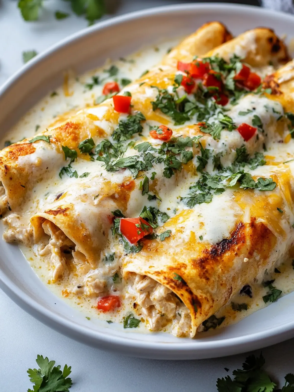 Creamy Chicken Enchiladas With White Sauce You’ll Love 4 Chicken Enchiladas With White Sauce
