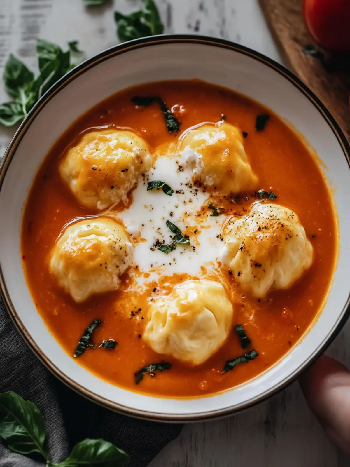 Cheese Dumpling Tomato Soup for Cozy Weeknight Dinners 3 Cheese Dumpling Tomato Soup