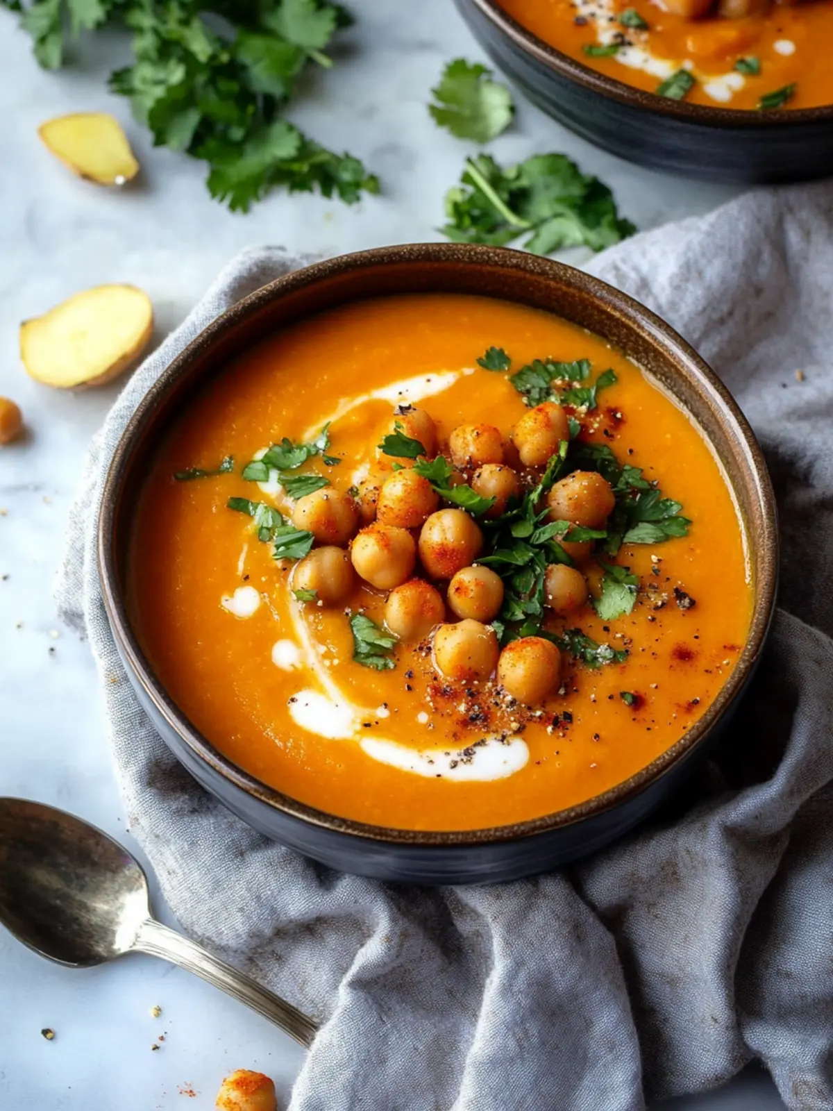 Savory Moroccan Sweet Potato Soup with Chickpeas Magic 4 Moroccan Sweet Potato Soup with Chickpeas