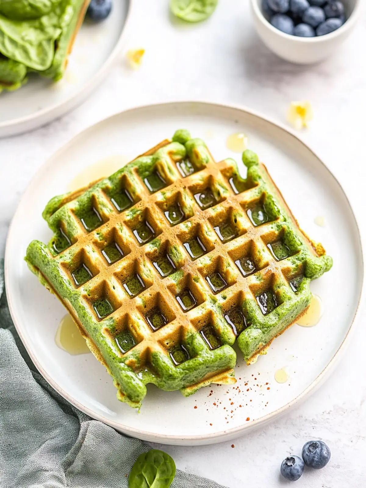 Savory Green Waffles with Spinach for a Healthy Twist 5 Green Waffles with Spinach
