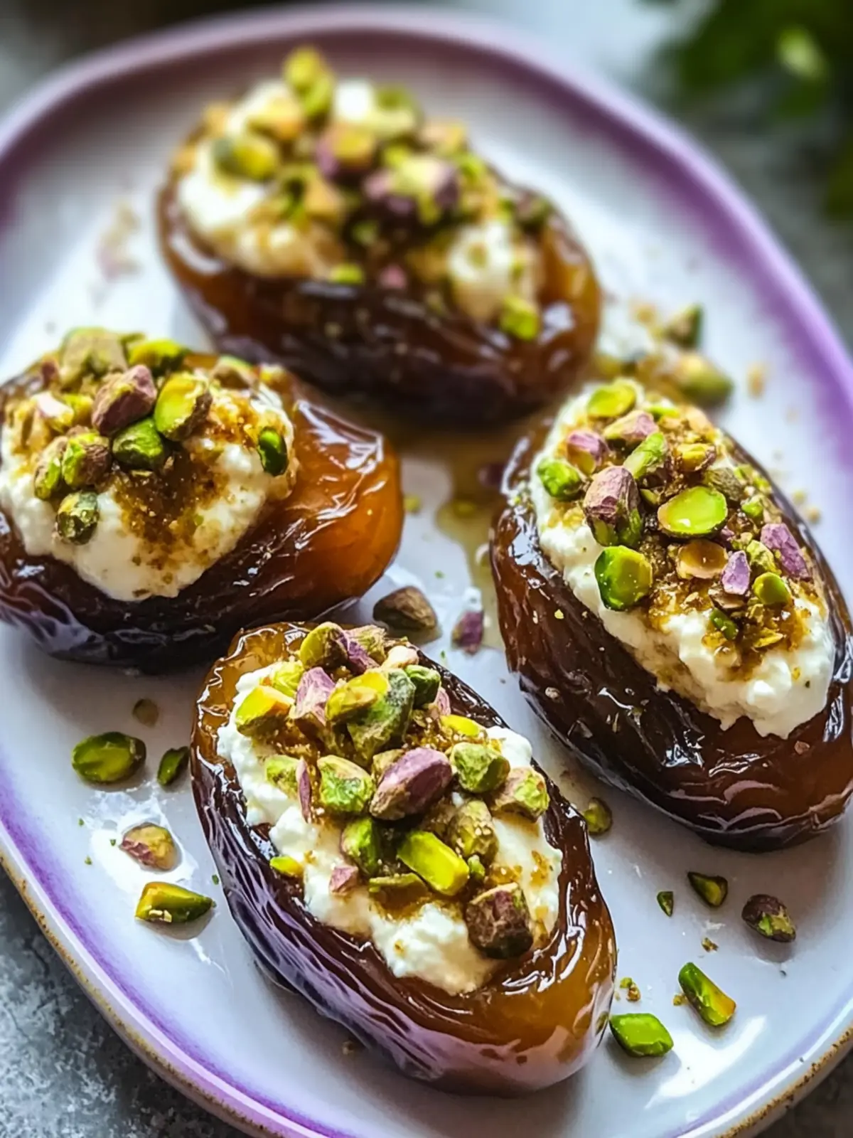 Indulge in Honey Pistachio Ricotta Stuffed Dates Today! 4 Honey Pistachio Ricotta Stuffed Dates