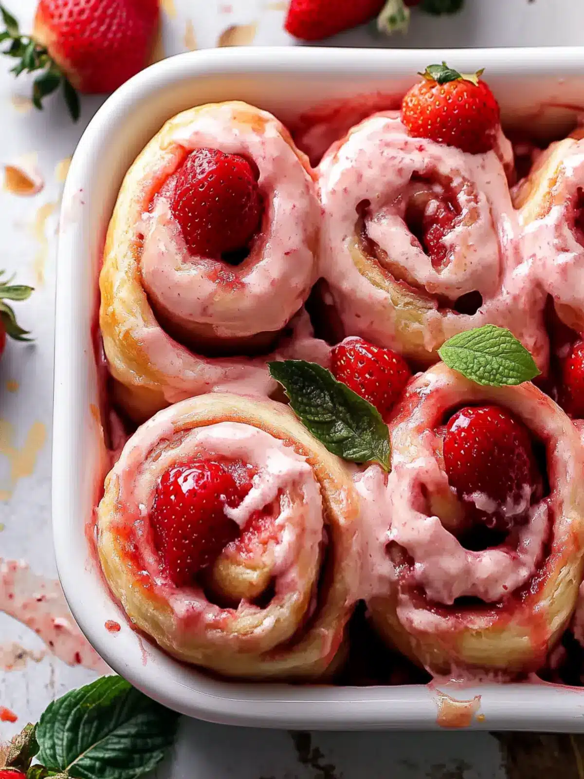Irresistible Sweet Strawberry Rolls with Creamy Glaze 5 Sweet Strawberry Rolls