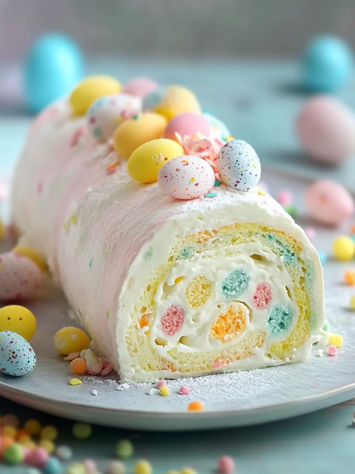 Colorful Easter Swiss Roll with Cream Cheese Delight 5 Easter Swiss Roll