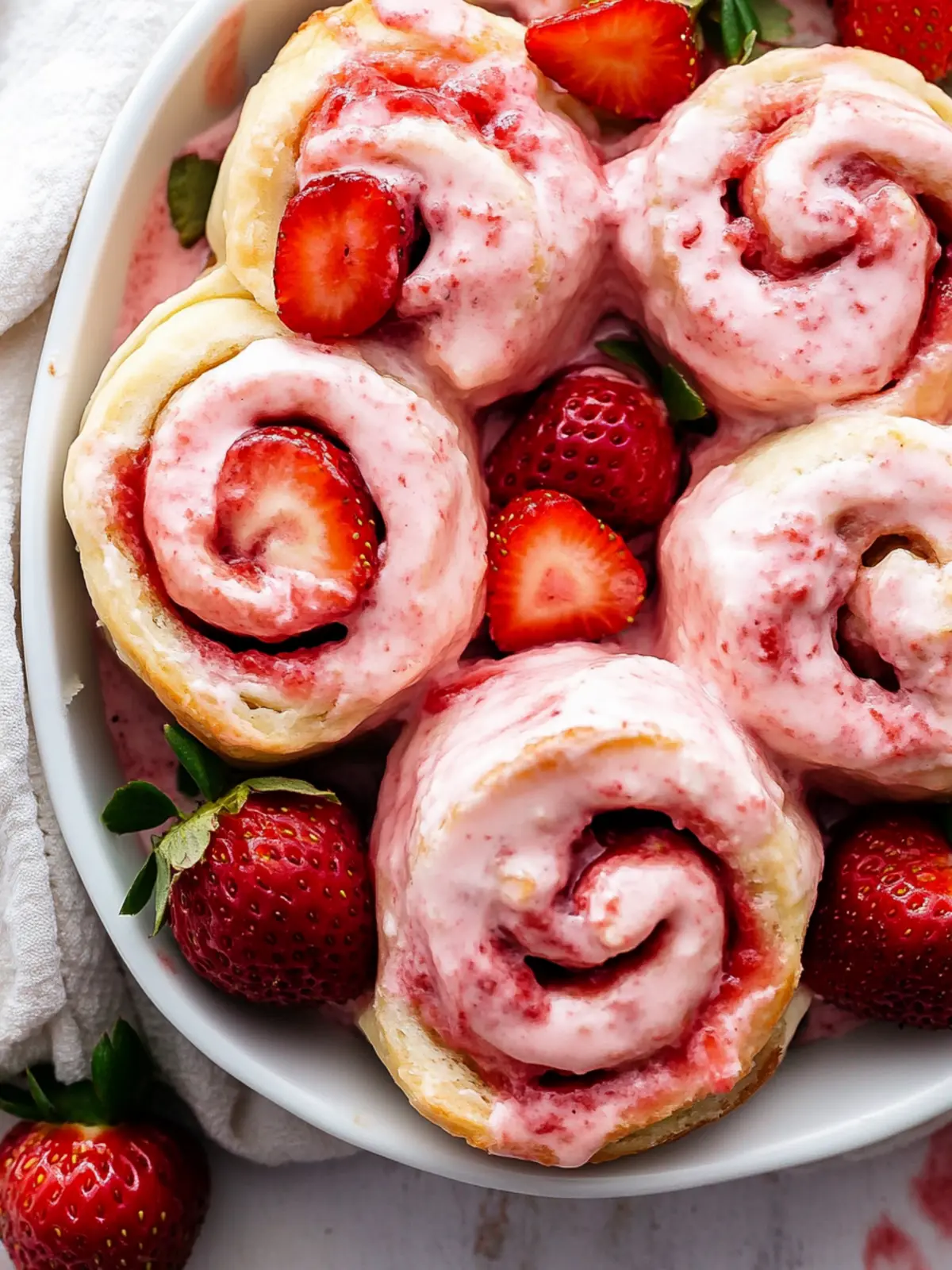 Irresistible Sweet Strawberry Rolls with Creamy Glaze 2 Sweet Strawberry Rolls
