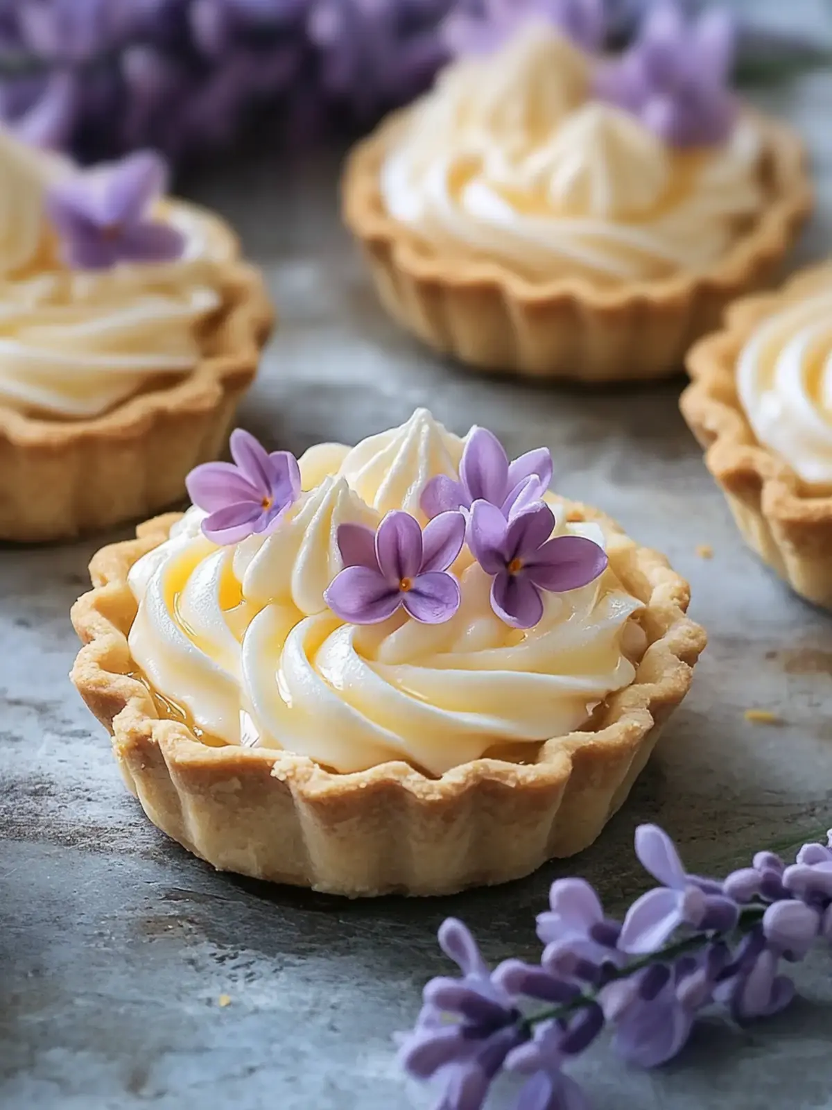Mini Lemon Tart with Lilac Meringue: A Springtime Delight 5 Mini Lemon Tart with Lilac Meringue