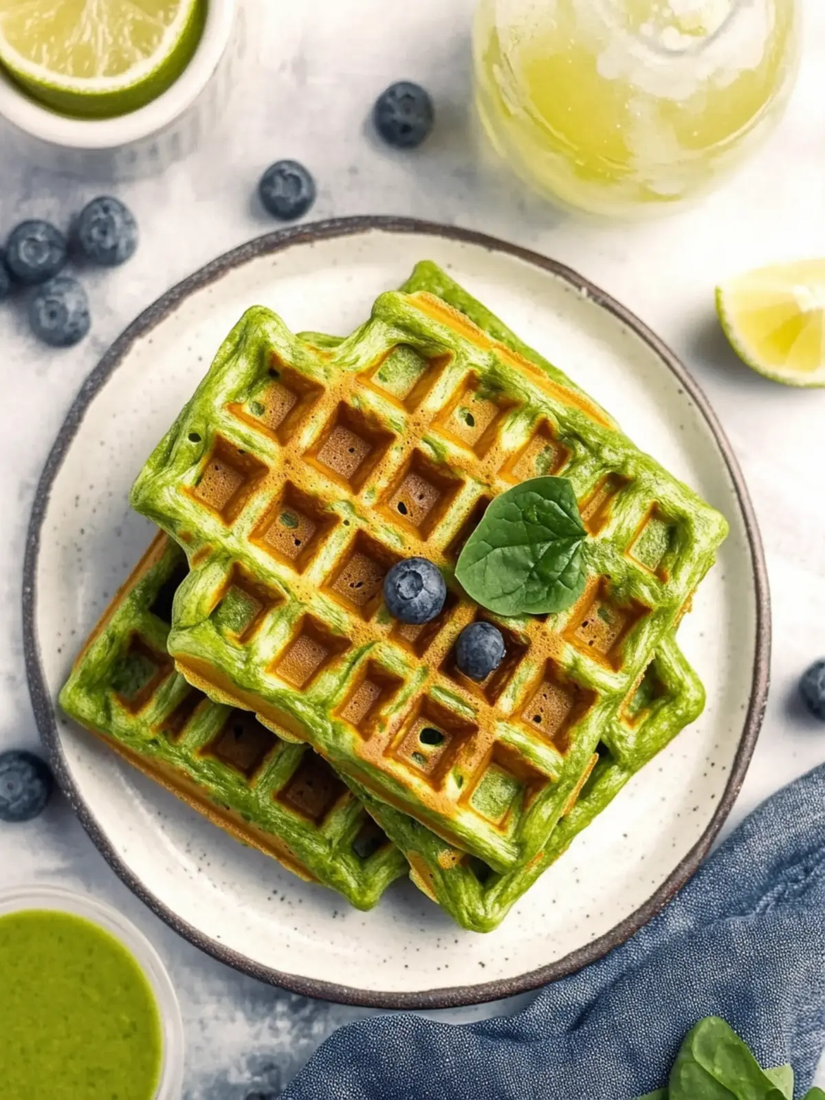 Savory Green Waffles with Spinach for a Healthy Twist 2 Green Waffles with Spinach