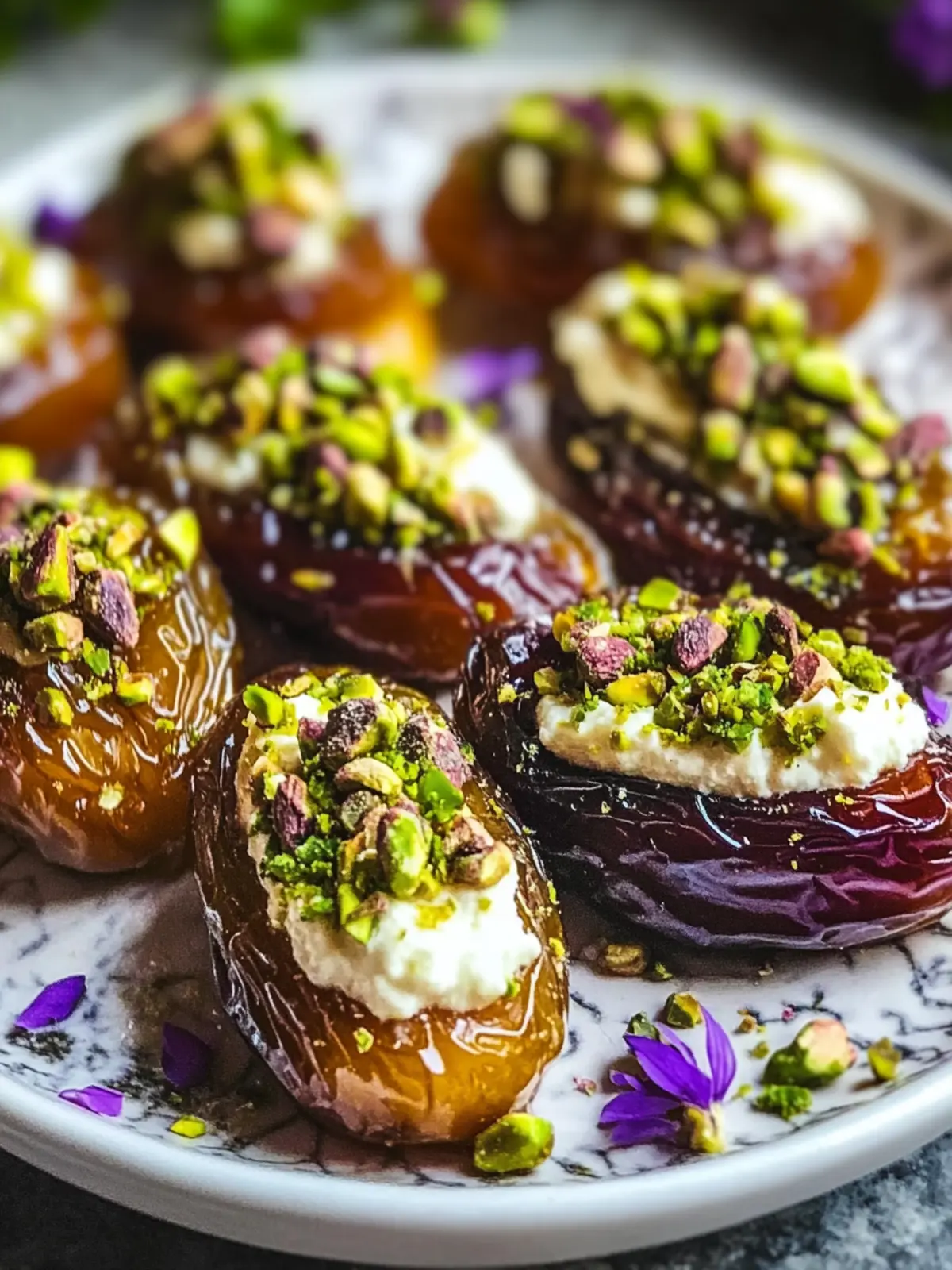 Indulge in Honey Pistachio Ricotta Stuffed Dates Today! 2 Honey Pistachio Ricotta Stuffed Dates