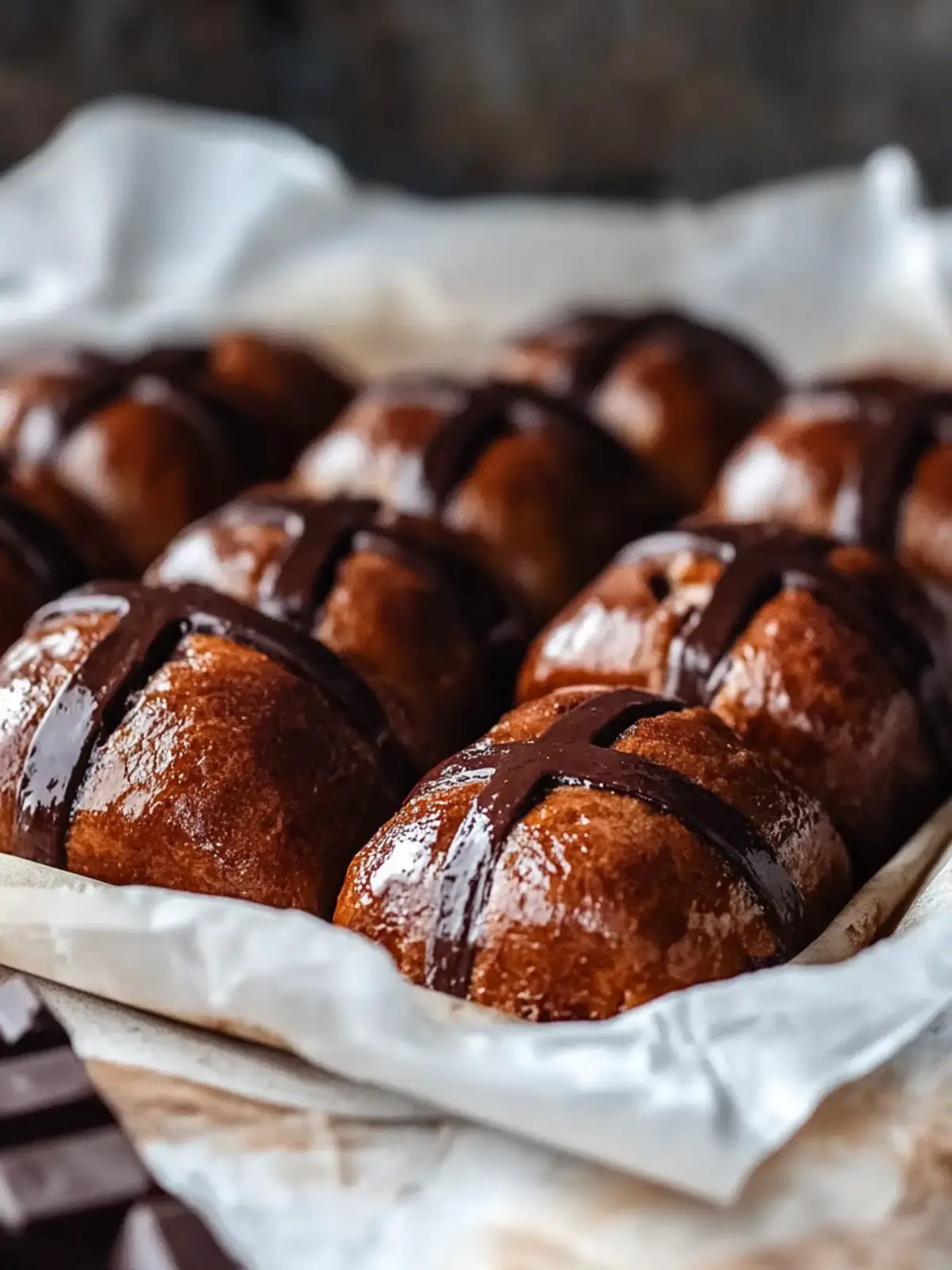 Brioche Chocolate Hot Cross Buns