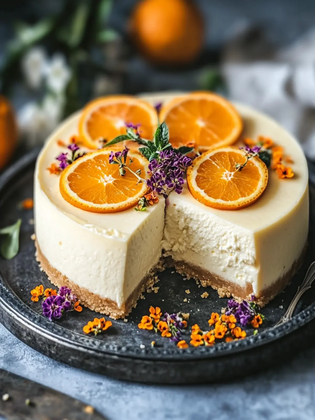 Indulge in Moroccan Orange Blossom Cheesecake Bliss 2 Moroccan Orange Blossom Cheesecake