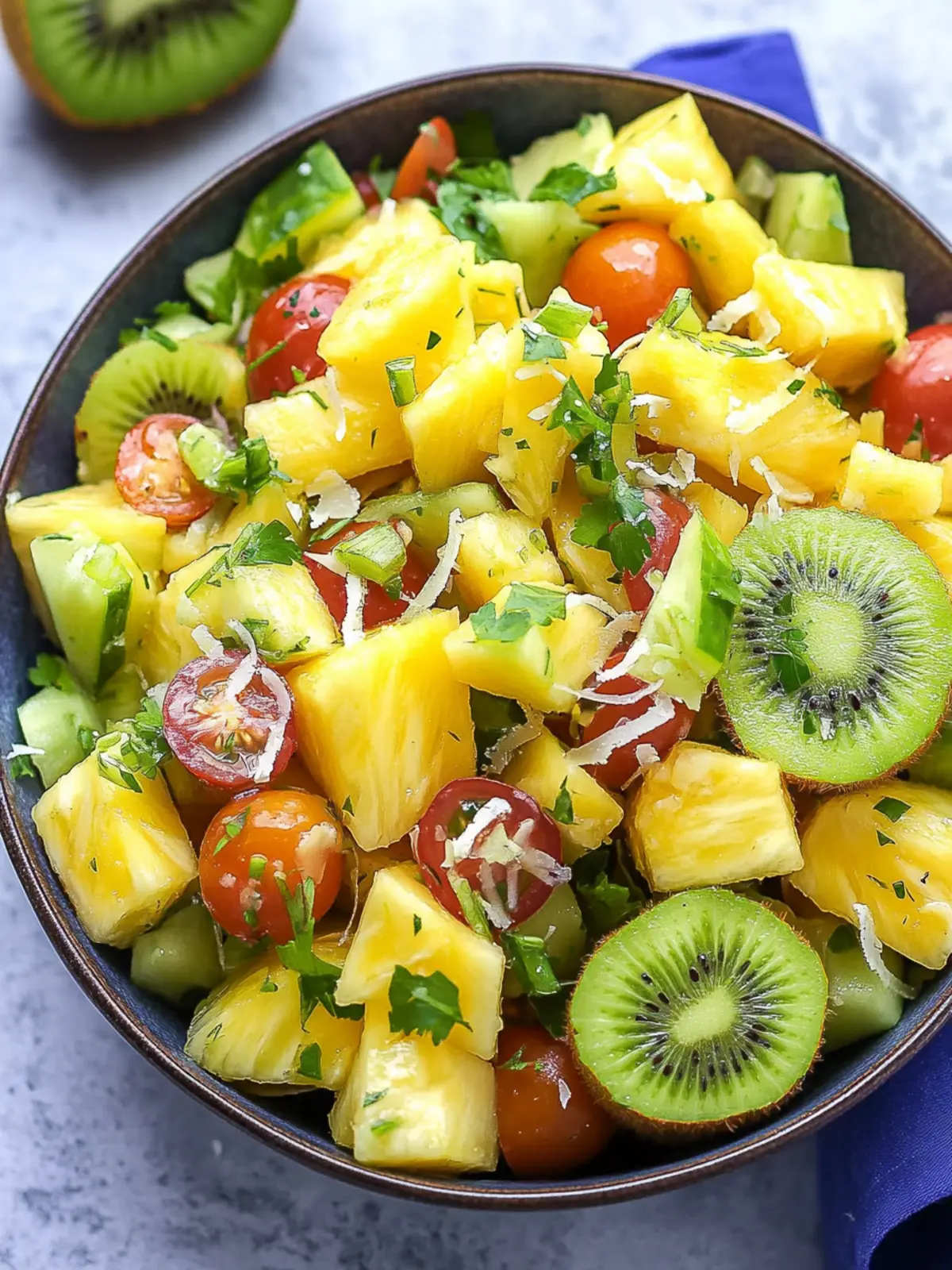 Pineapple Kiwi Salad with Crunchy Coconut Bliss 5 Pineapple Kiwi Salad