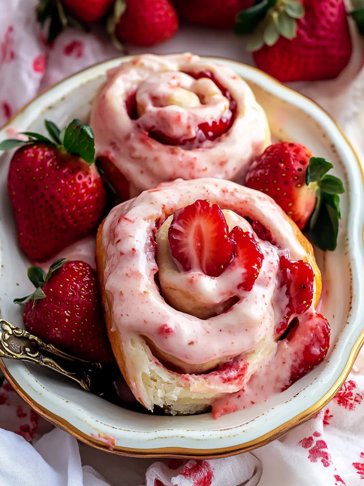 Irresistible Sweet Strawberry Rolls with Creamy Glaze 4 Sweet Strawberry Rolls