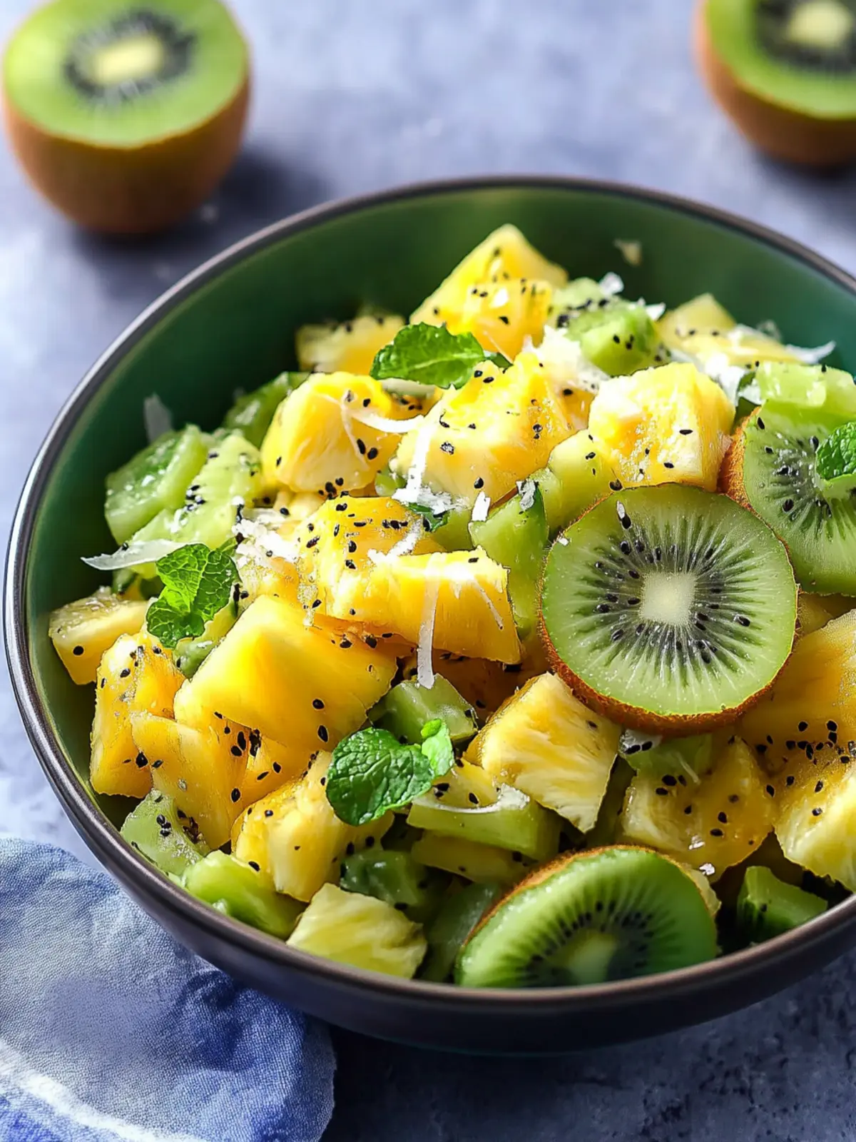 Pineapple Kiwi Salad with Crunchy Coconut Bliss 3 Pineapple Kiwi Salad