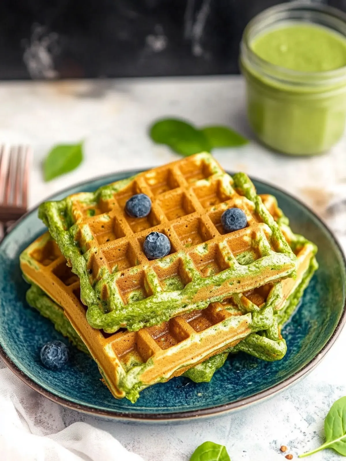 Savory Green Waffles with Spinach for a Healthy Twist 3 Green Waffles with Spinach