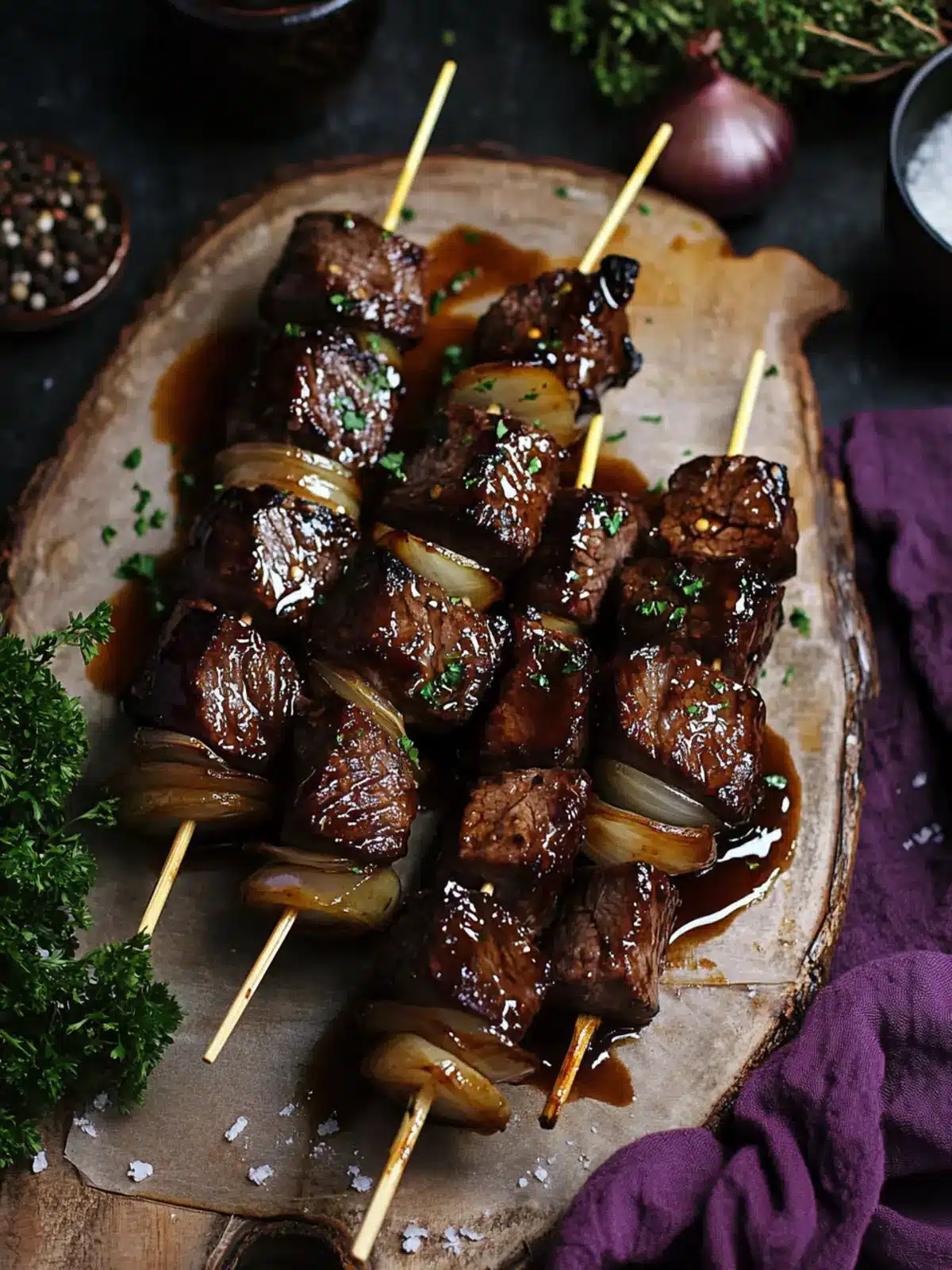 Savor Summer with Stout Glazed Steak and Onion Skewers 2 Stout Glazed Steak and Onion Skewers