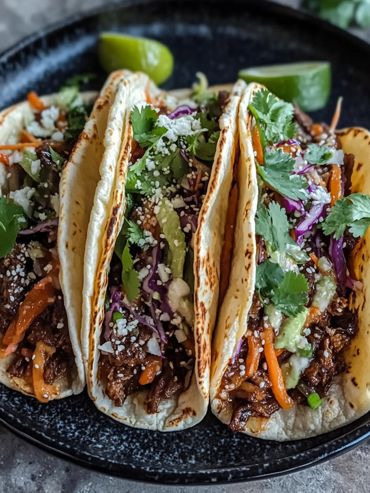 Korean Beef Tacos with Gochujang Slaw for Easy Weeknight Meals 2 Korean Beef Tacos with Gochujang Slaw in Crockpot