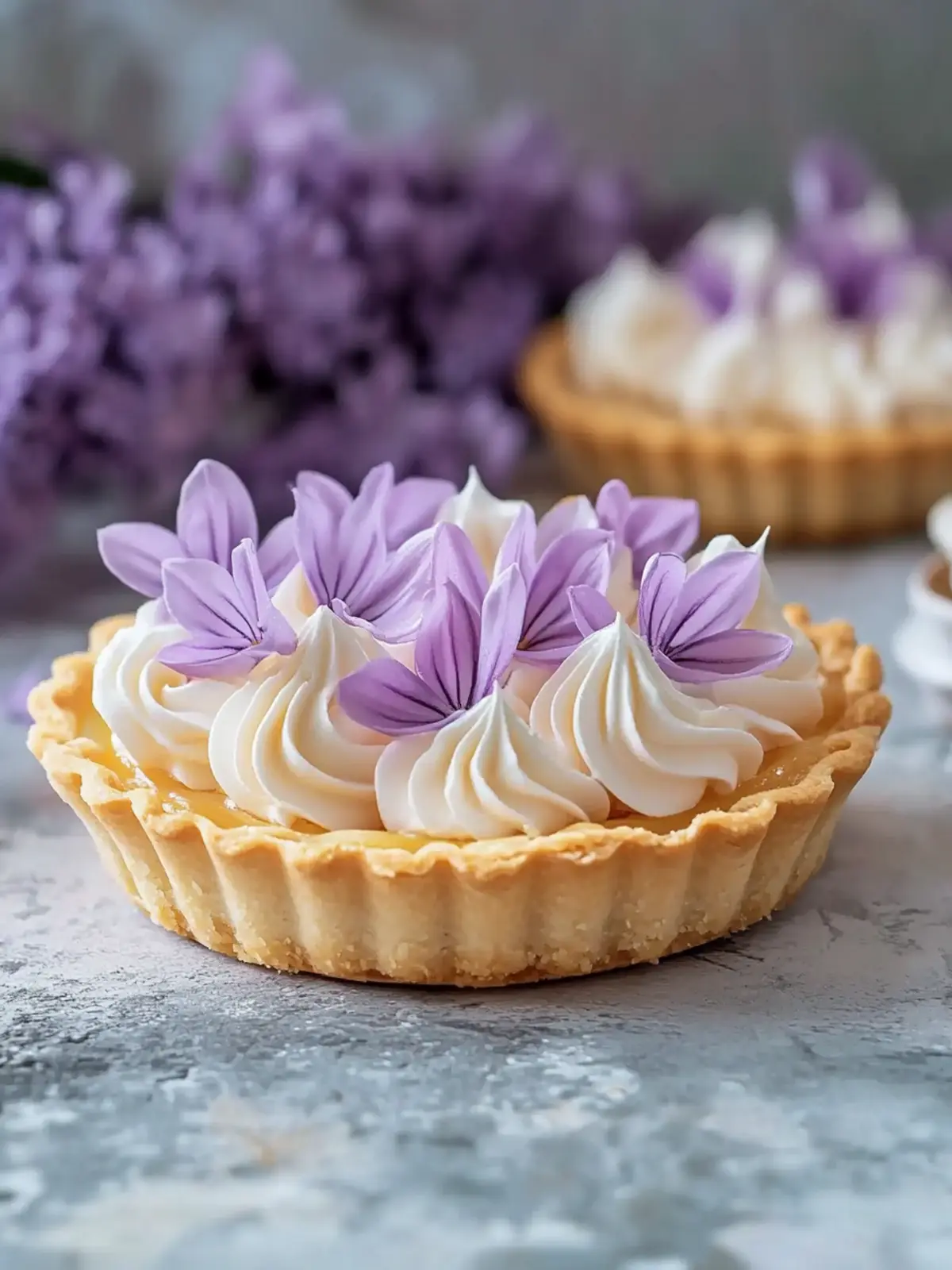 Mini Lemon Tart with Lilac Meringue: A Springtime Delight 3 Mini Lemon Tart with Lilac Meringue