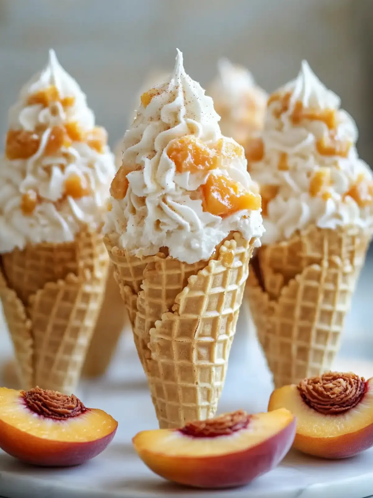 Peach Cobbler Cheesecake Cones: Your Summer Dessert Twist 5 Peach Cobbler Cheesecake Cones