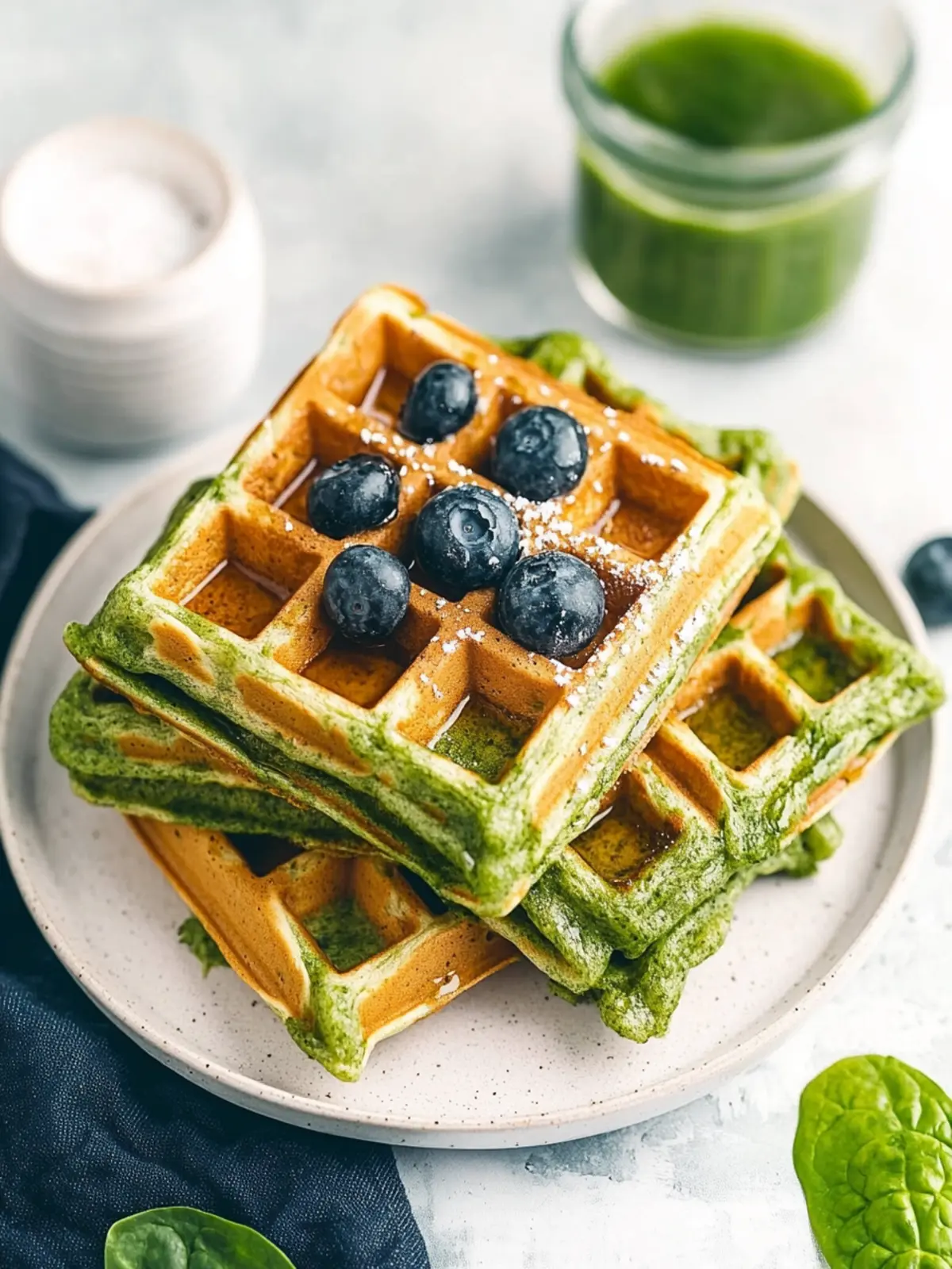 Savory Green Waffles with Spinach for a Healthy Twist 4 Green Waffles with Spinach
