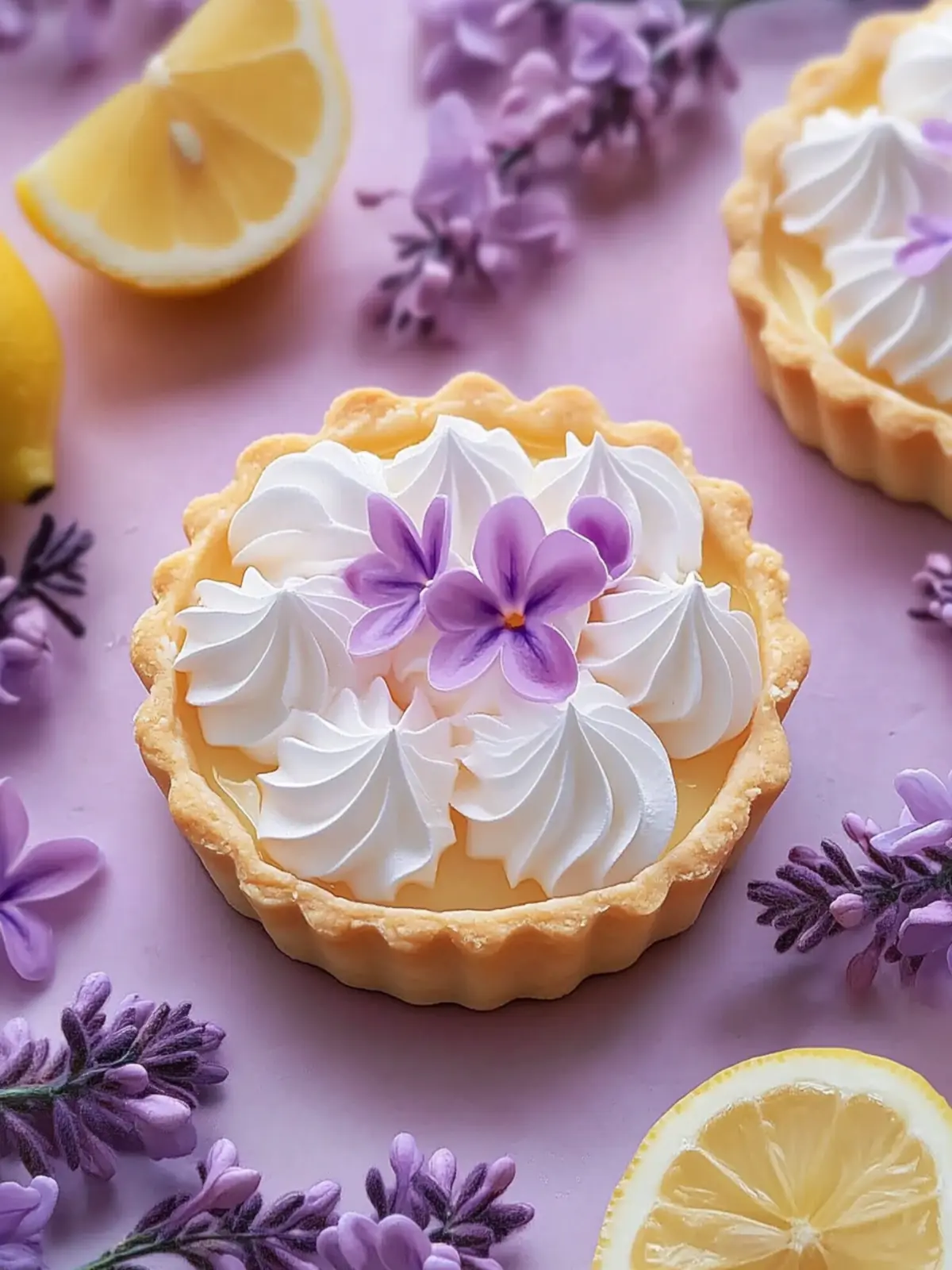 Mini Lemon Tart with Lilac Meringue: A Springtime Delight 2 Mini Lemon Tart with Lilac Meringue