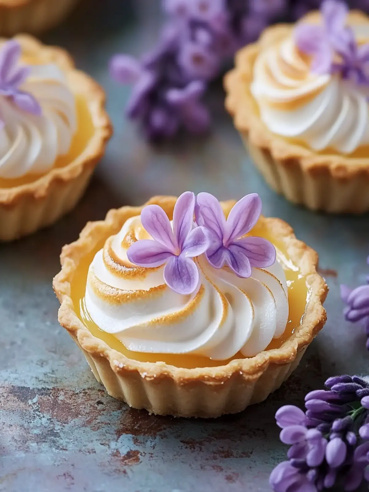 Mini Lemon Tart with Lilac Meringue: A Springtime Delight 4 Mini Lemon Tart with Lilac Meringue
