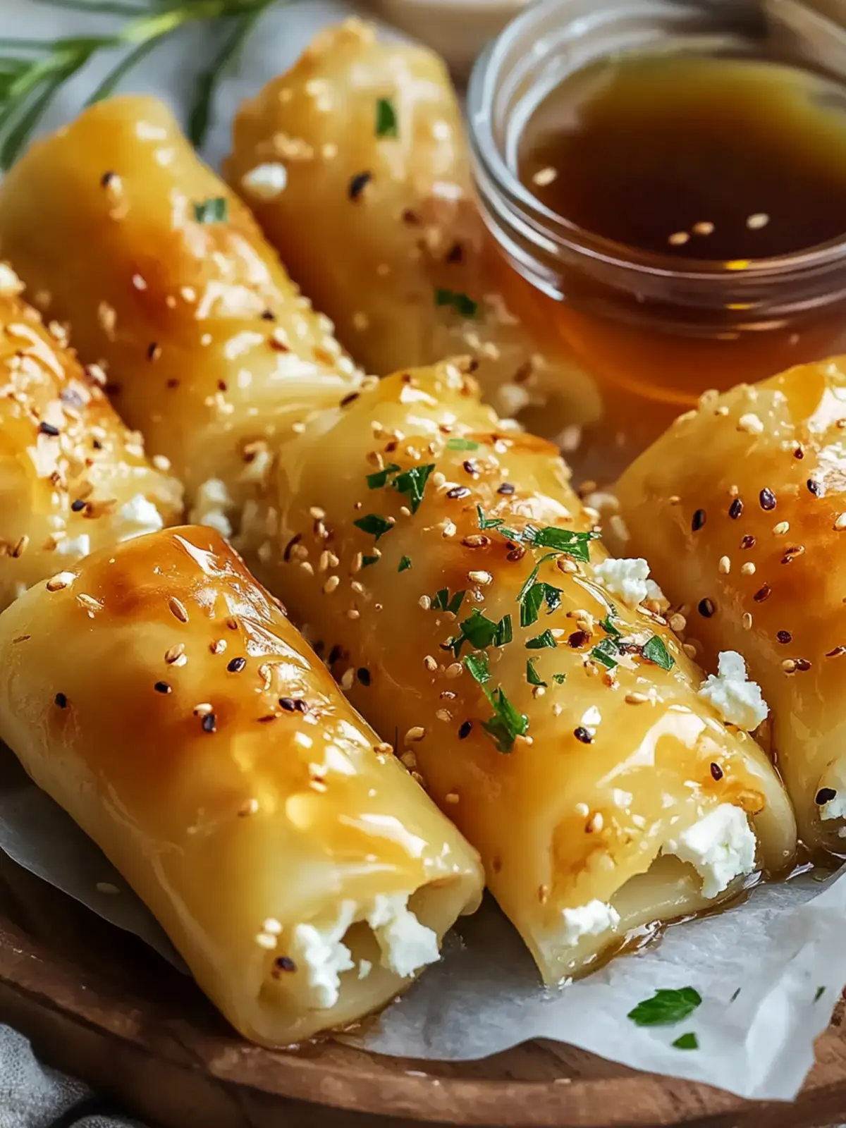 Crispy Feta Rolls with Hot Honey for a Flavorful Kick 3 Crispy Feta Rolls with Hot Honey