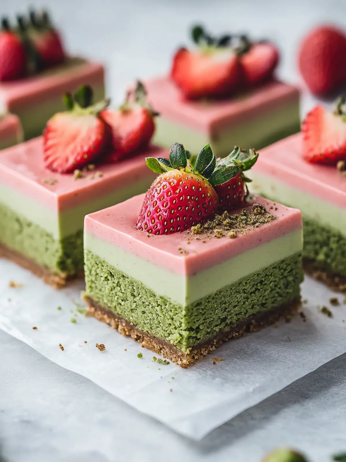 Matcha Strawberry Cream Bars
