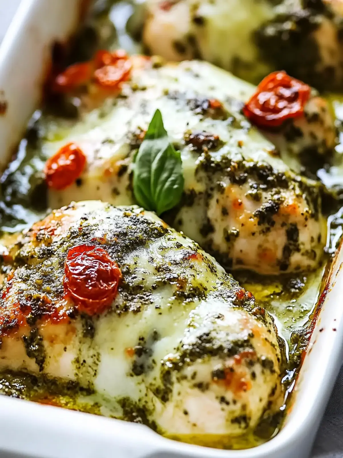 Cheesy Pesto Baked Chicken