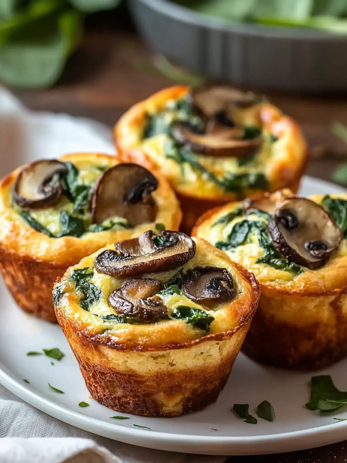 Spinach and Mushroom Quiche Muffins for Easy Veggie Power! 3 Spinach and Mushroom Quiche Muffins