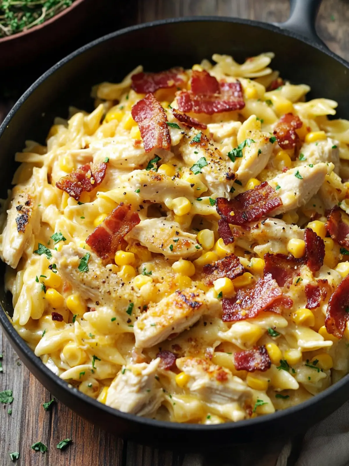 Creamy Chicken and Corn Pasta with Bacon: 30-Minute Delight 5 Creamy Chicken and Corn Pasta with Bacon