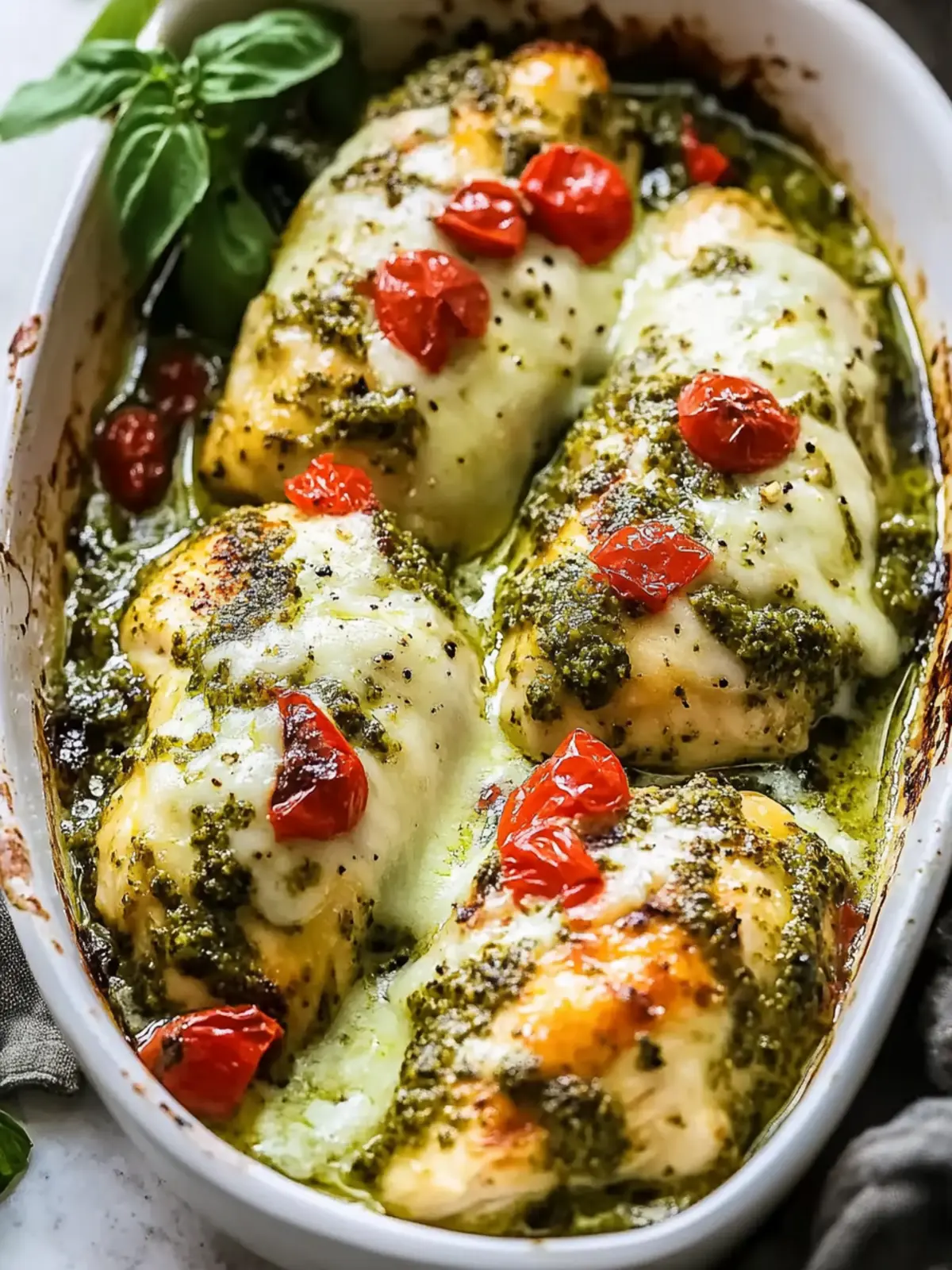 Cheesy Pesto Baked Chicken
