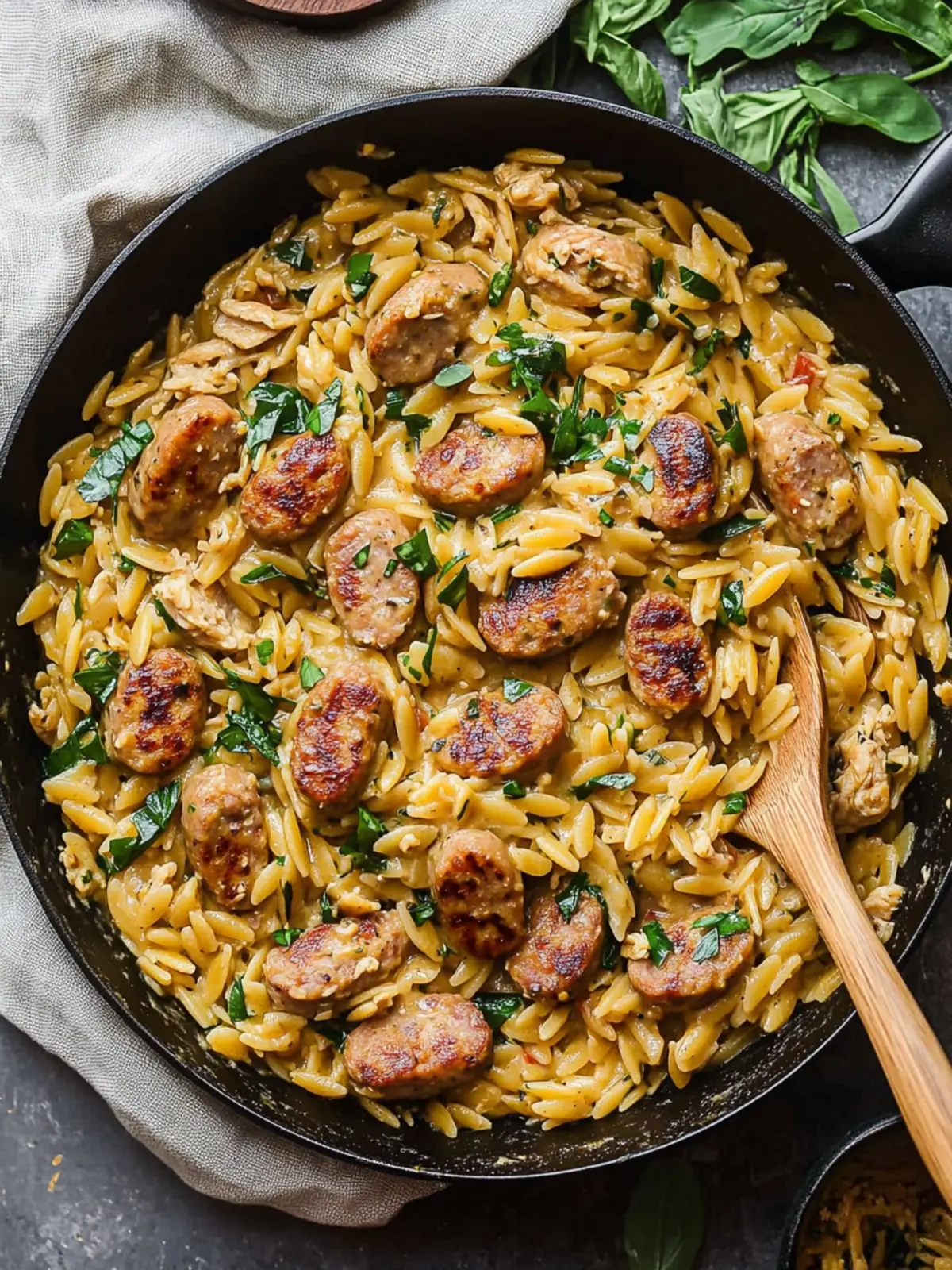 Creamy Chicken Sausage Orzo Skillet Ready in Just 25 Minutes 4 Creamy Chicken Sausage Orzo Skillet
