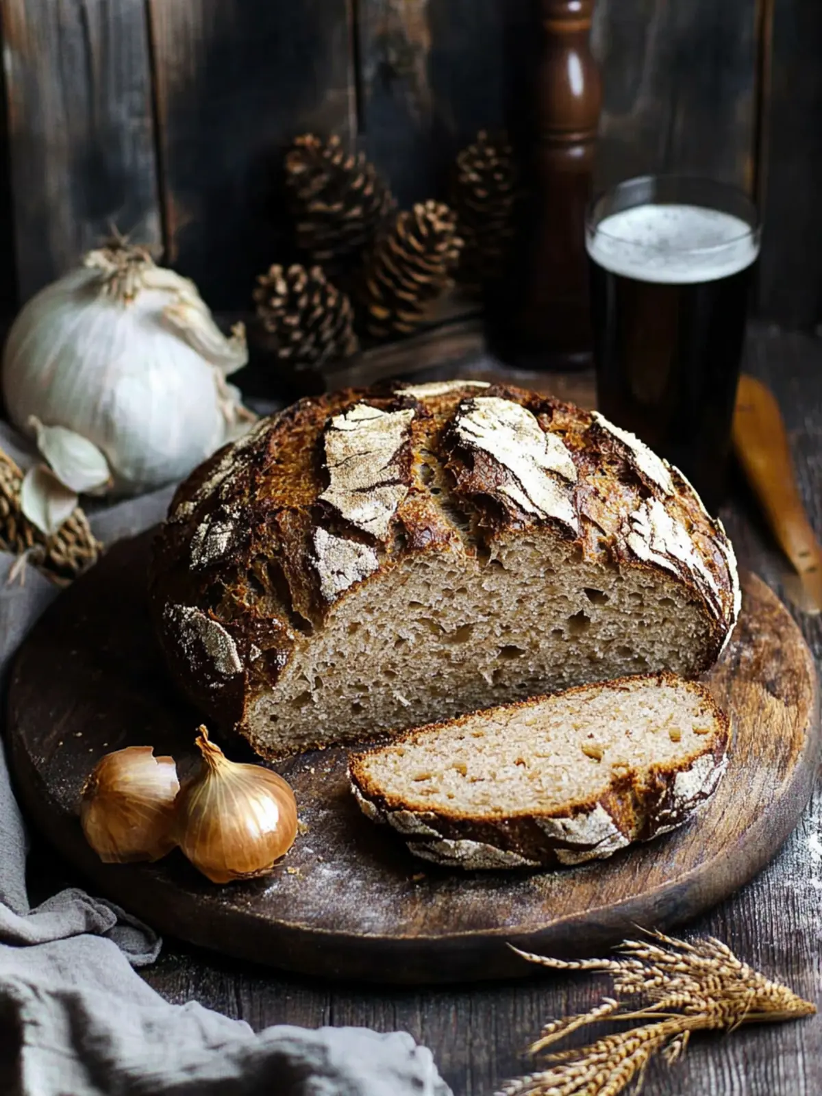 Savory Black Beer Onion Bread with Flavorful Garlic Butter 4 Black Beer Onion Bread