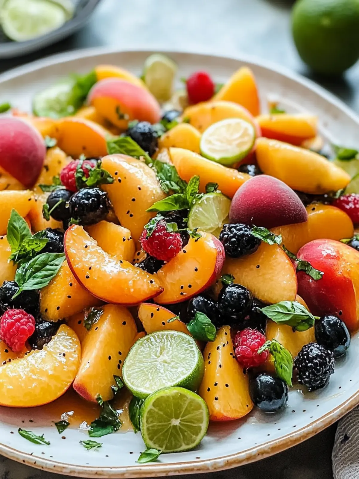 Peach Fruit Salad with Honey Lime for a Refreshing Summer Treat 4 Peach fruit salad with honey lime