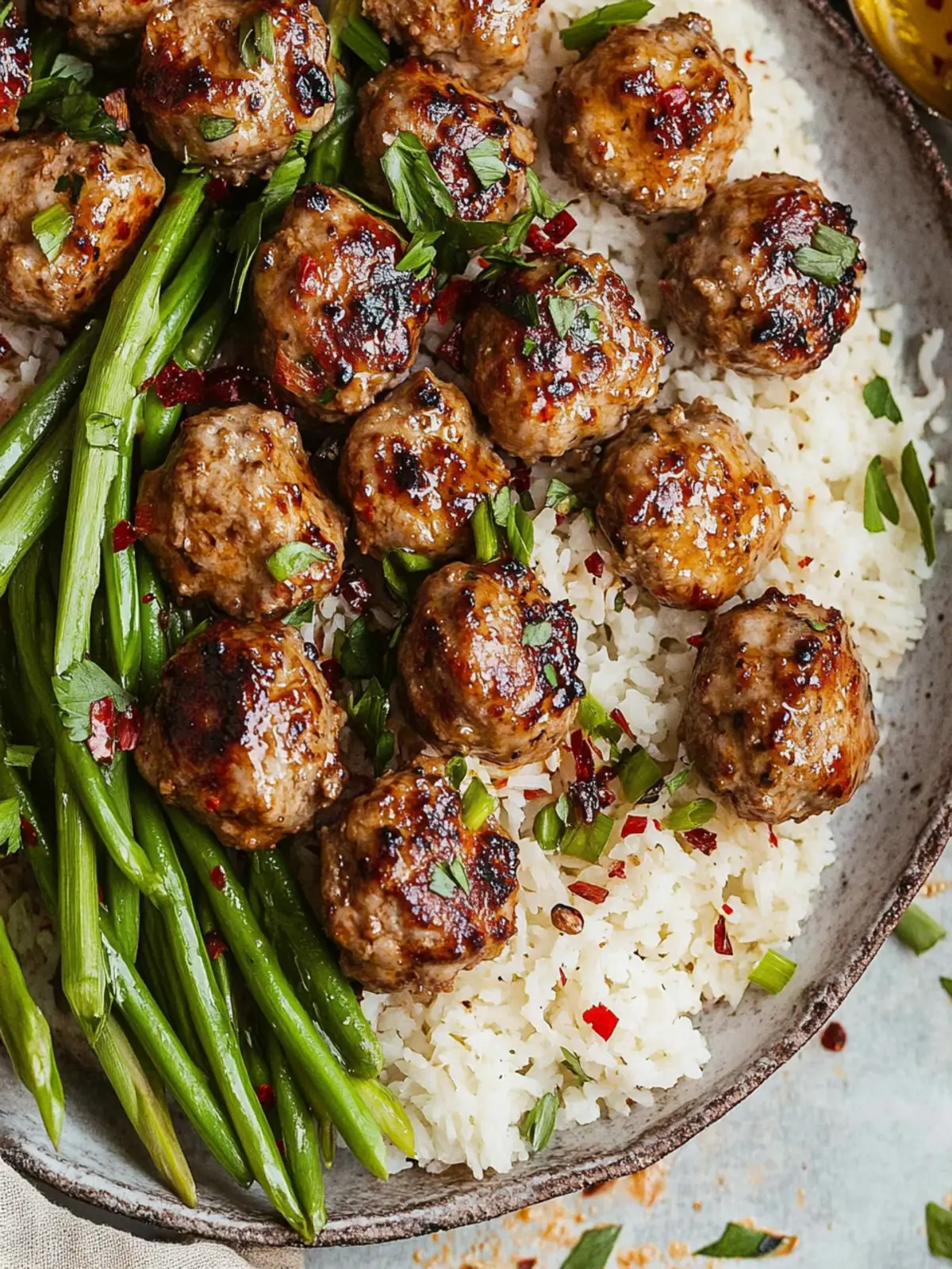 Spicy Firecracker Meatballs with Coconut Rice Delight 2 Firecracker Meatballs