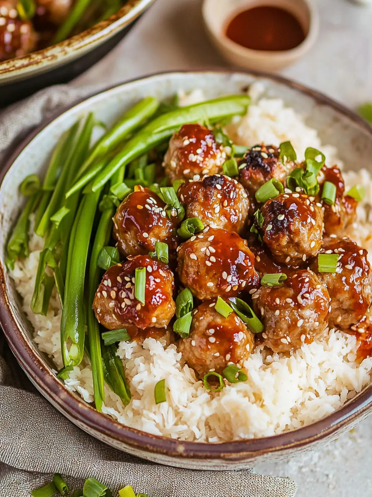 Spicy Firecracker Meatballs with Coconut Rice Delight 4 Firecracker Meatballs