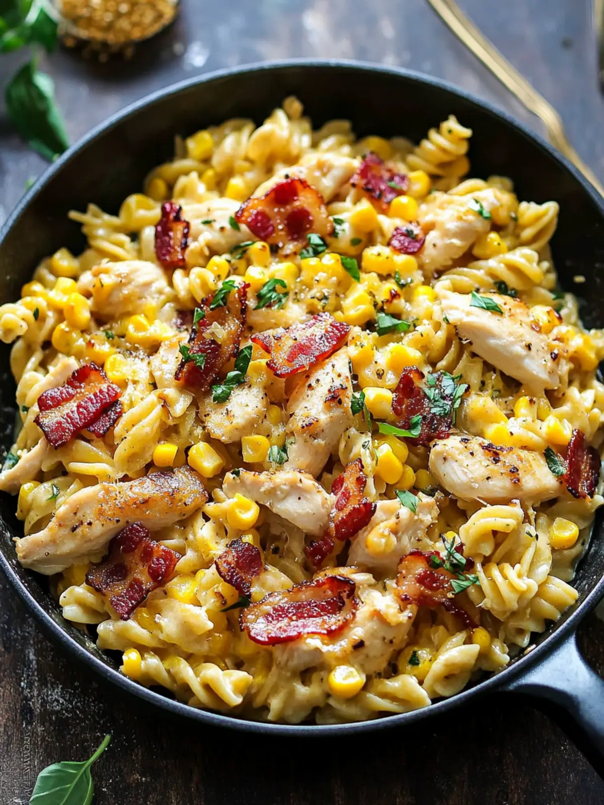 Creamy Chicken and Corn Pasta with Bacon: 30-Minute Delight 3 Creamy Chicken and Corn Pasta with Bacon