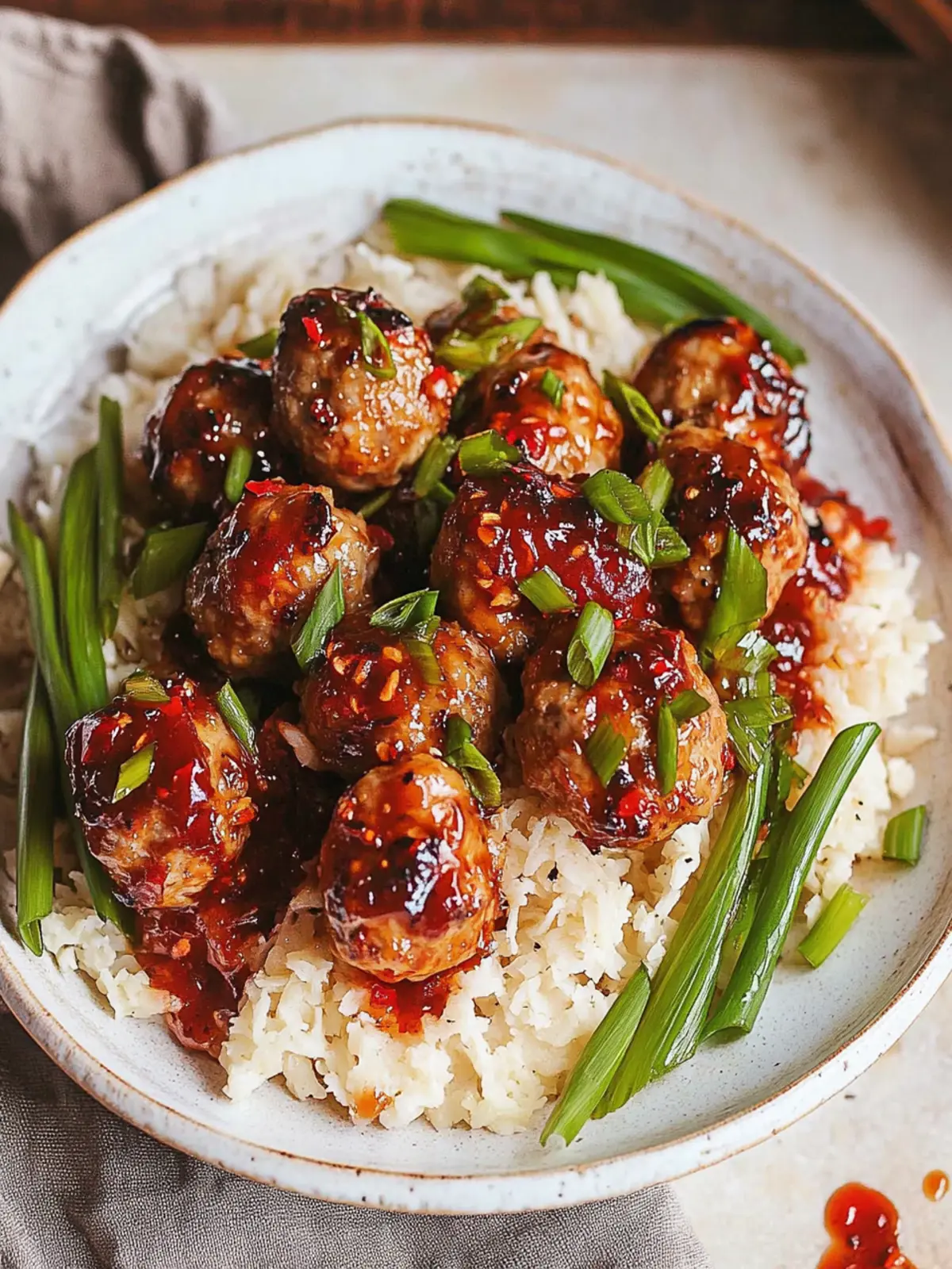 Spicy Firecracker Meatballs with Coconut Rice Delight 5 Firecracker Meatballs