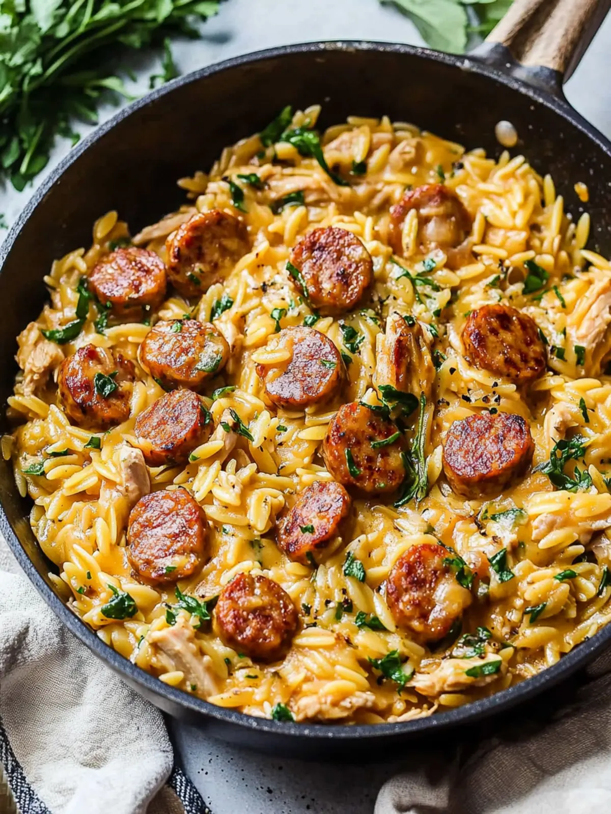 Creamy Chicken Sausage Orzo Skillet Ready in Just 25 Minutes 2 Creamy Chicken Sausage Orzo Skillet