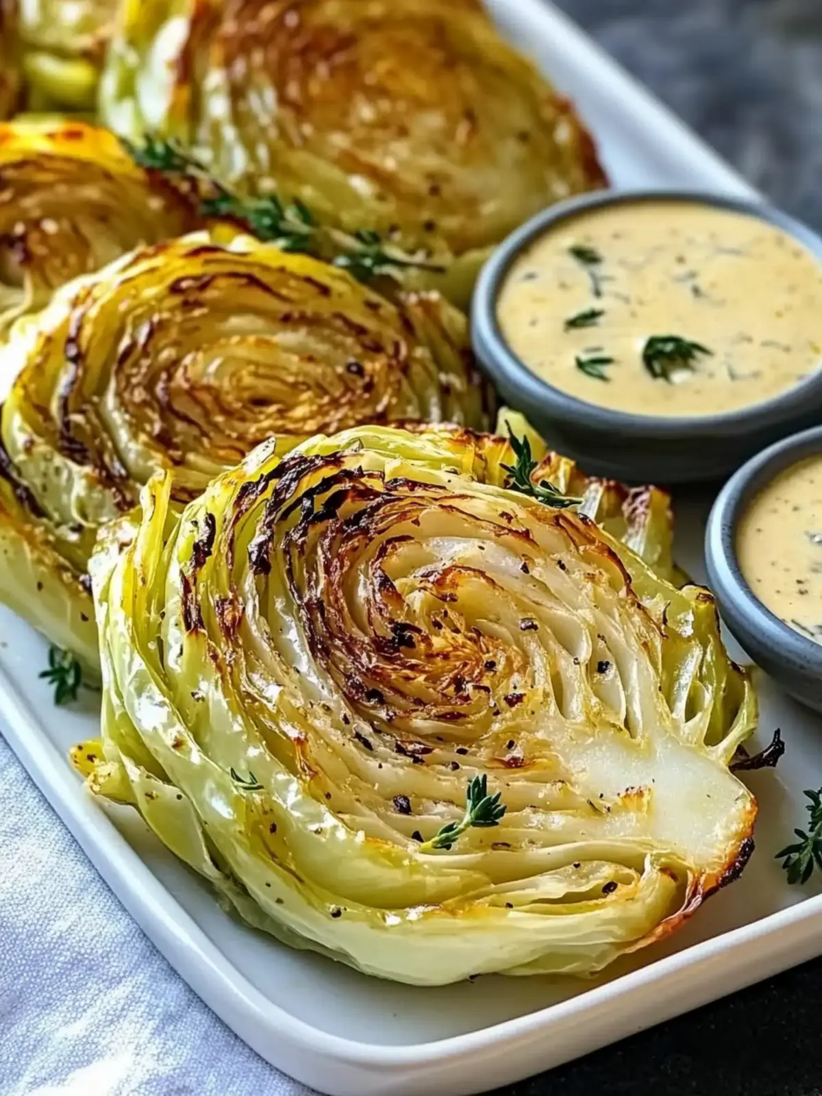 Roasted Cabbage Wedges with Onion Dijon Sauce