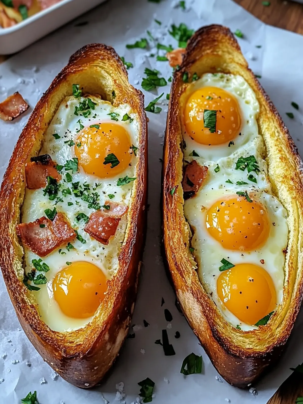 Delicious Baked Egg Boats with Turkey Bacon and Veggies 4 Baked Egg Boats