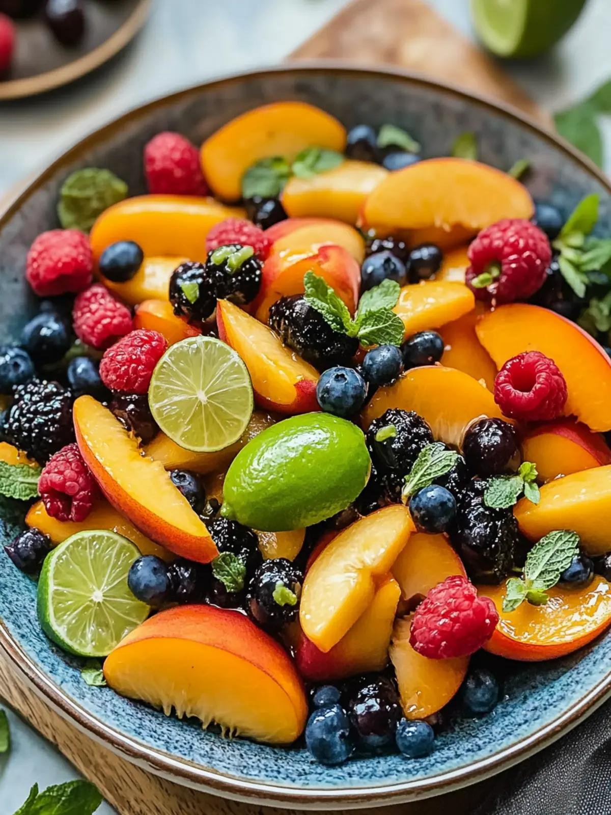 Peach Fruit Salad with Honey Lime for a Refreshing Summer Treat 3 Peach fruit salad with honey lime